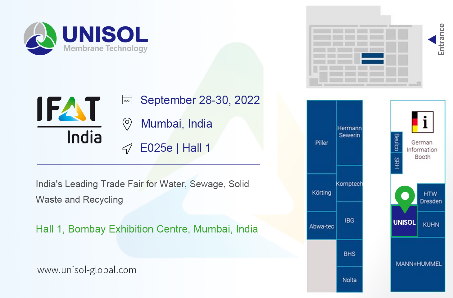 UNISOL membrane technology invitation for IFAT India 2022